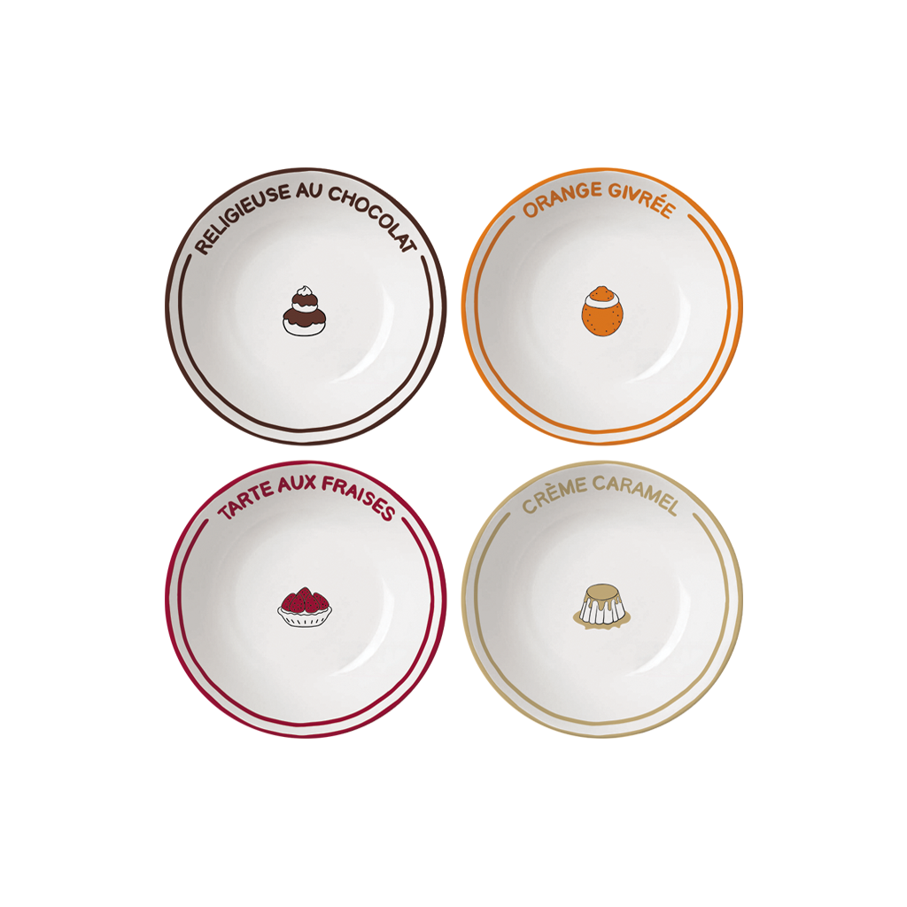 Set de 4 assiettes dessert bouillon pâtisserie
