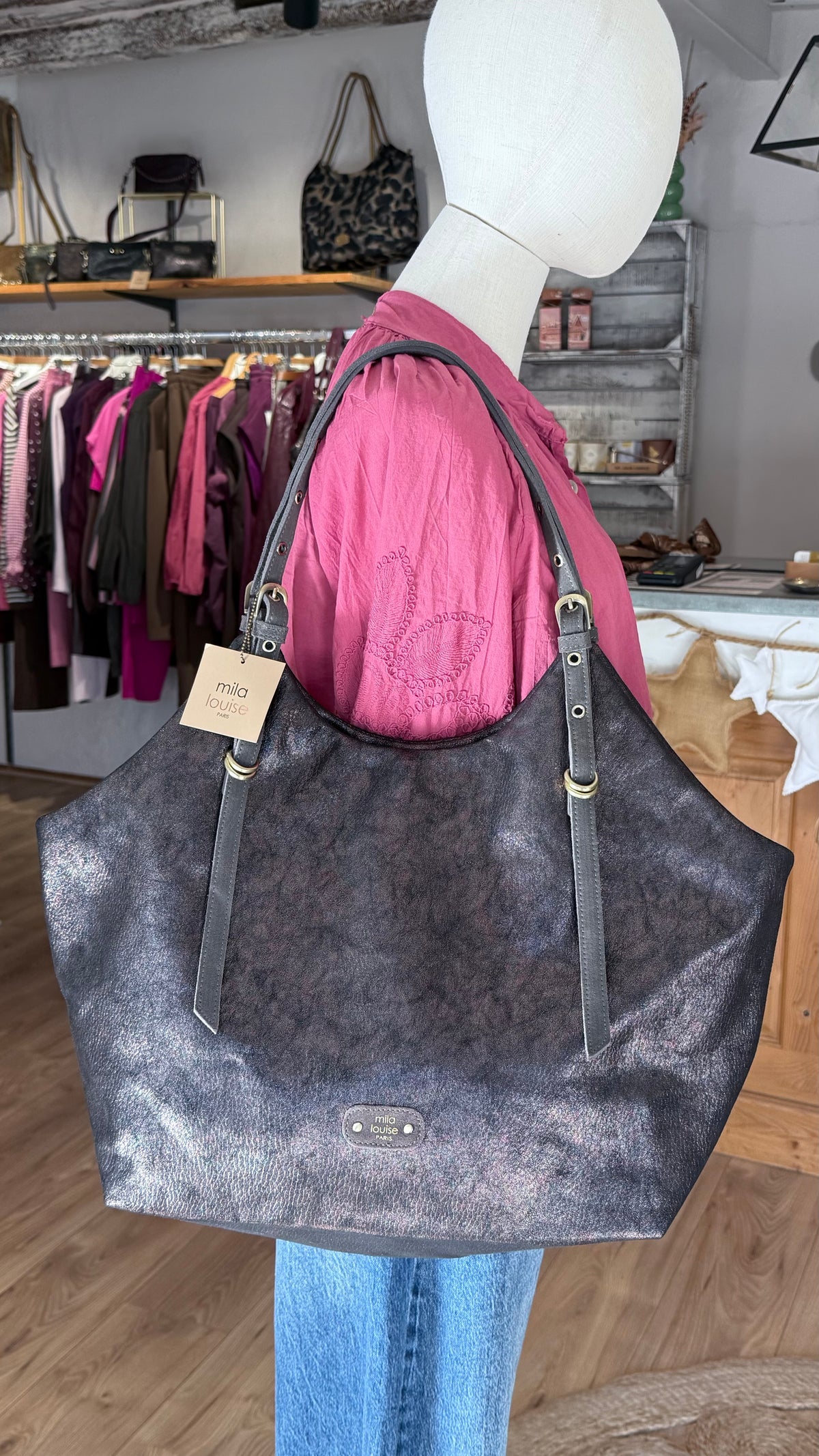 MILA LOUISE - Cabas MALYA - Gris Dark