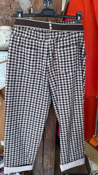 Pantalon a carreaux avec ceinture couleur taupe choco rouille vanille concept store boutique pret a porter contres