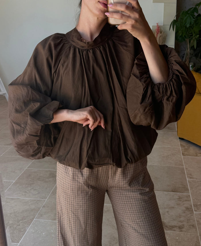 Blouse ballon en soie et coton vanille concept store contres boutique prêt à porter femme loir et cher 