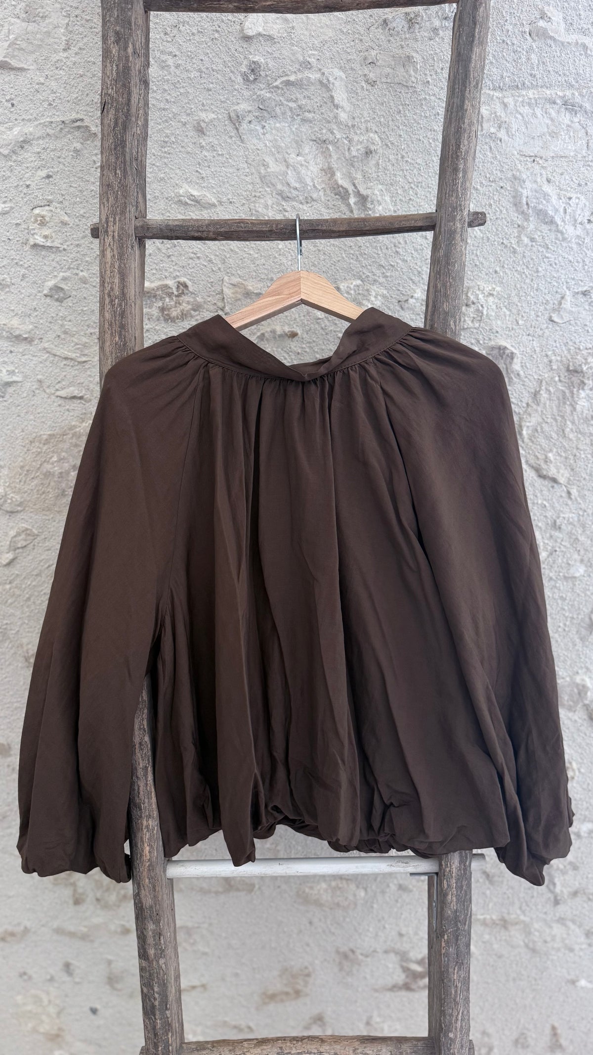 Blouse ballon en soie et coton vanille concept store contres boutique prêt à porter femme loir et cher 