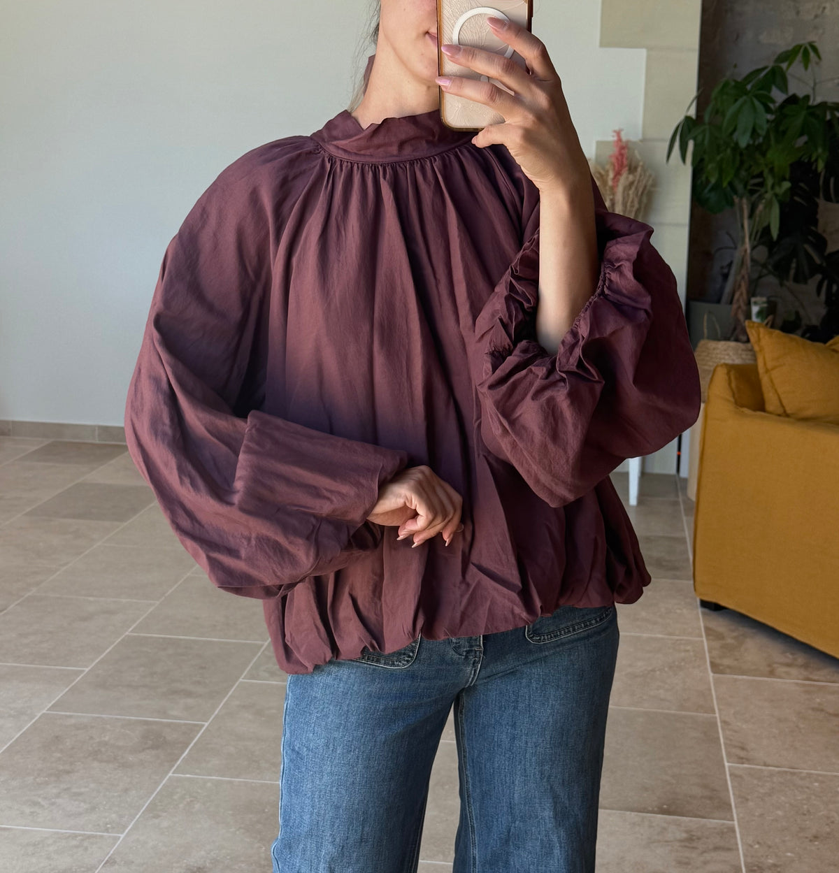 Blouse ballon en soie et coton vanille concept store contres boutique prêt à porter femme loir et cher 