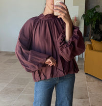 Blouse ballon en soie et coton vanille concept store contres boutique prêt à porter femme loir et cher 