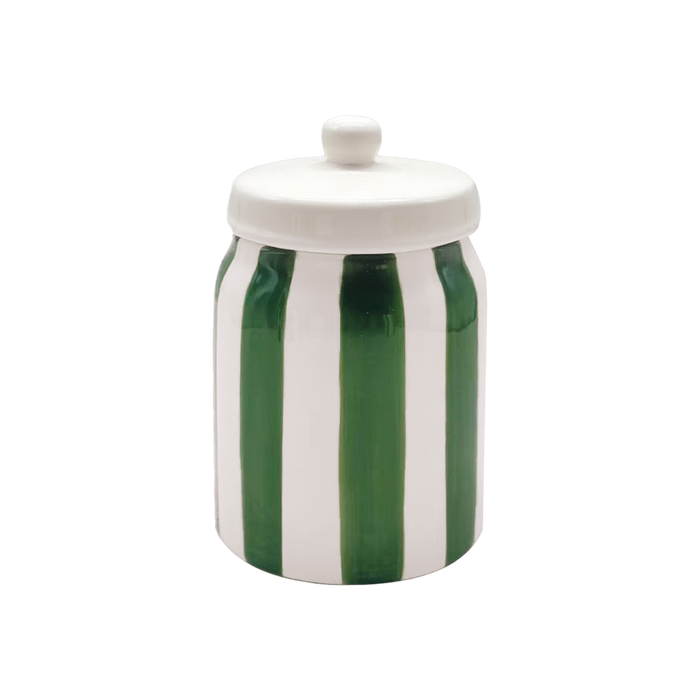 Boîte pot rayure vert opjet vanille concept store contres