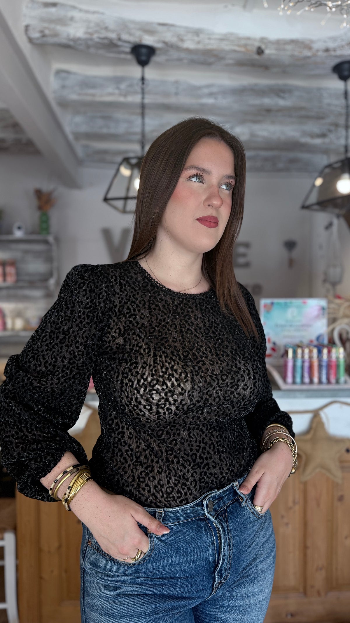 body leopard transparent noir avec paillettes vanille concept store contres pret à porter femme loir et cher