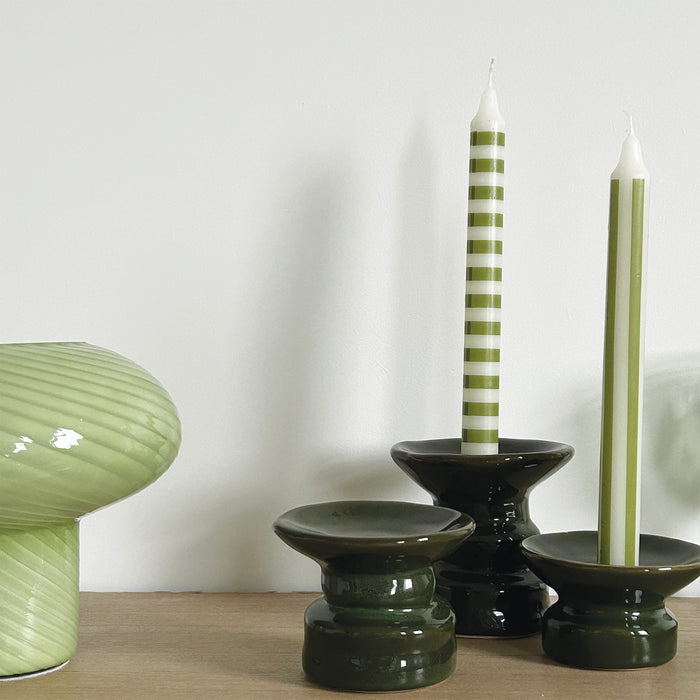 Bougeoir Padre kaki assorti, bougeoir en ceramique vert opjet vanille concept store