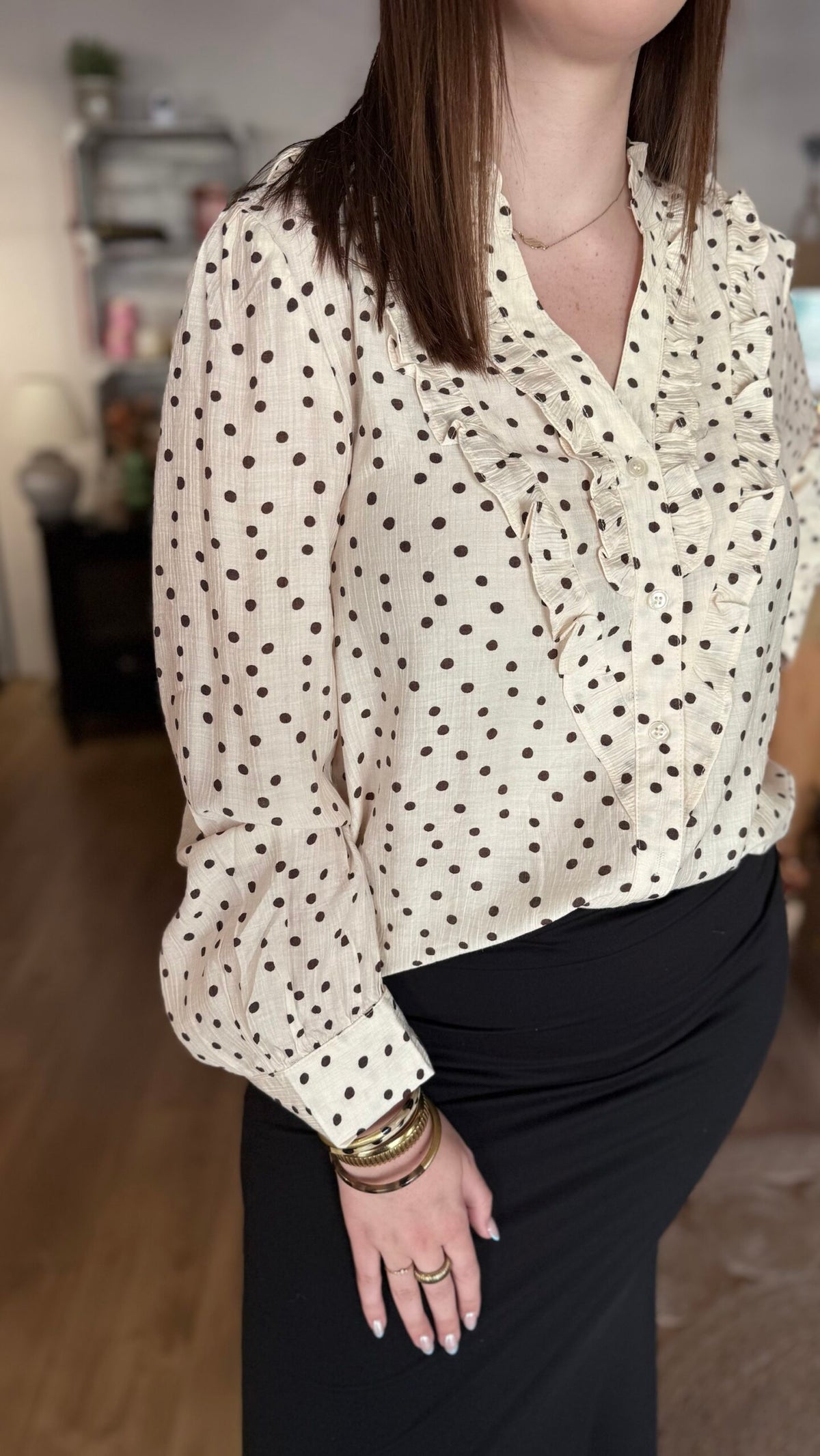 chemise cru et pois chocolats chemise pois chocolats grande taille XL XXL XXXL vanille concept store boutique prêt à porter contres concept store femme loir et cher