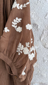 Chemisier camel broderies écru vanille concept store contres boutique prêt à porter femme loir et cher tendance automne 