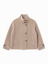 Gilet veste col montant boutons couleur beige vanille concept store boutique indépendante contre