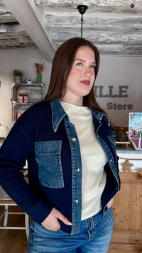 gilet louis marine et jean vanille concept store contres boutique pret à porter femme loir et cher