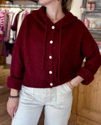 Pull a capuche laine boutons 