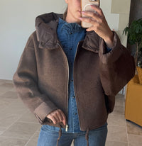 Manteau capuche chocolat laine et cachemire vanille concept store boutique prêt à porter femme contres 