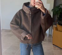 Manteau capuche chocolat laine et cachemire vanille concept store boutique prêt à porter femme contres 