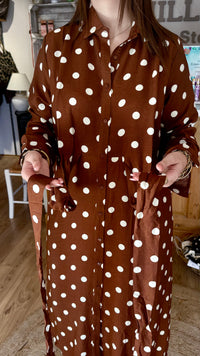Robe camel a poid boutons noeuds vanille concpet store ccontres boutique pret a porter