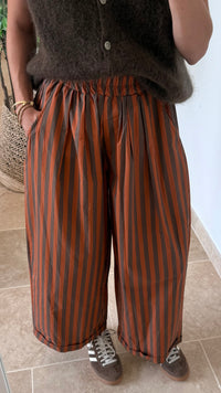 Pantalon en coton taille élastique taille unique pantalon rayé magique vanille concept store contres boutique femme vêtements femme pantalon taille 44 
