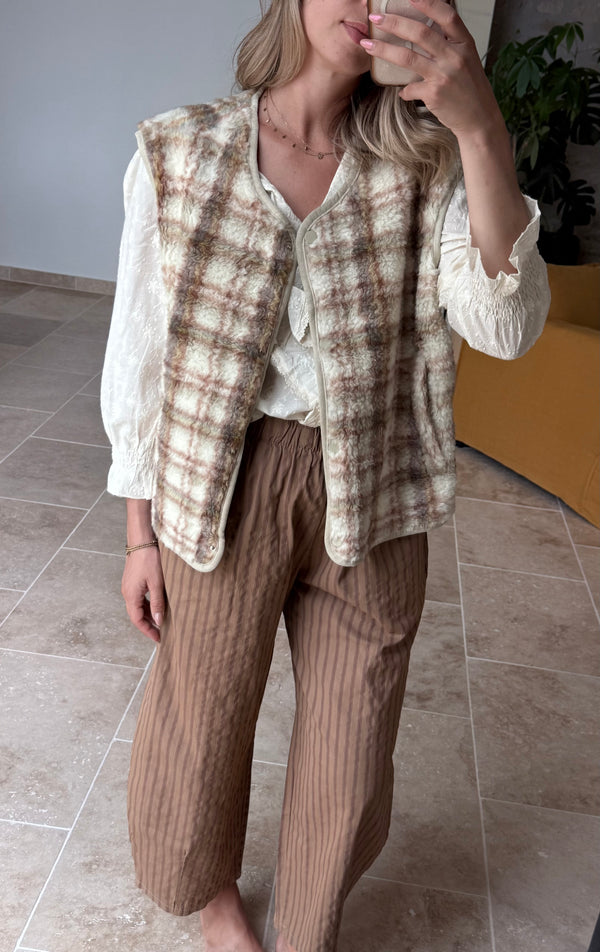 Pantalon magic camel rayé coupe ballon pantalon tendance automne 2026 vanille concept store contres boutique prêt à porter femme 