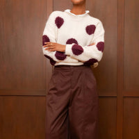 pull ecru à pois bordeaux maille douce pull tendance femme vanille concept store contres