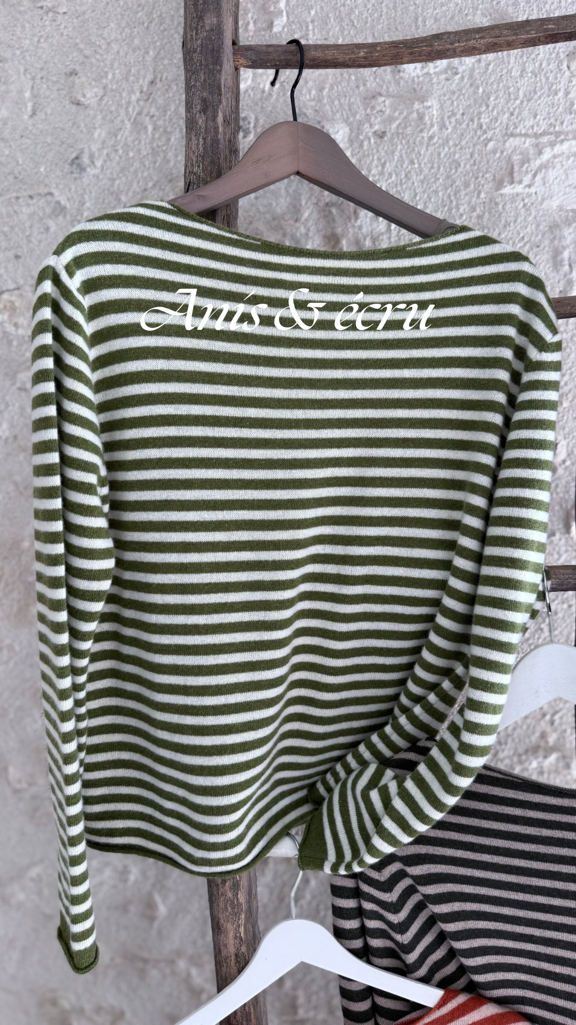 Pull rayé laine et cachemire pull chaud pull hiver vanille concept store boutique prêt à porter contres boutique prêt à porter Blois femme pull marinière chaud 
