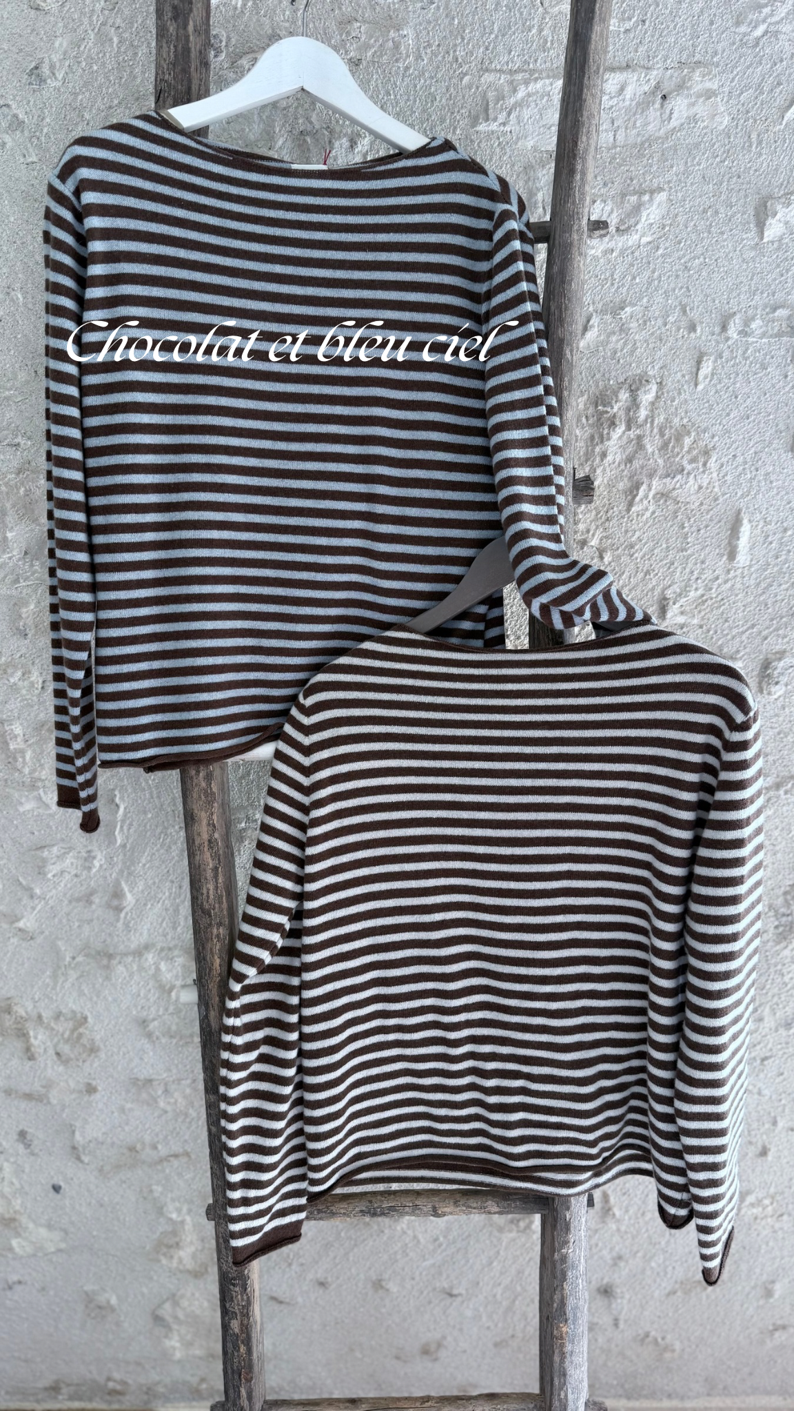 Pull rayé laine et cachemire pull chaud pull hiver vanille concept store boutique prêt à porter contres boutique prêt à porter Blois femme pull marinière chaud 