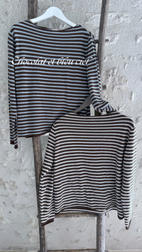 Pull rayé laine et cachemire pull chaud pull hiver vanille concept store boutique prêt à porter contres boutique prêt à porter Blois femme pull marinière chaud 