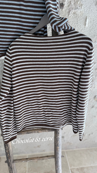 Pull rayé laine et cachemire pull chaud pull hiver vanille concept store boutique prêt à porter contres boutique prêt à porter Blois femme pull marinière chaud 