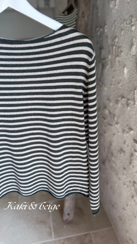Pull rayé laine et cachemire pull chaud pull hiver vanille concept store boutique prêt à porter contres boutique prêt à porter Blois femme pull marinière chaud 
