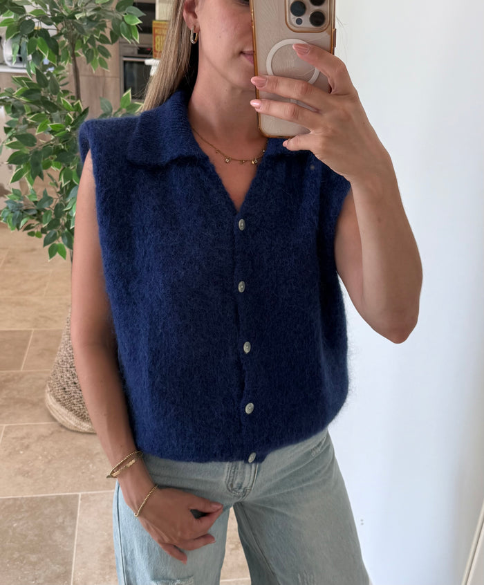 pull maille kid mohair sans manche pull marine rouge kaki prune pull chic vanille concept store contres boutique vetements femme contres