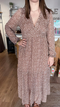 Robe bambina imprimé bambi robe longue automne camel vanille concept store boutique prêt à porter contres eshop loir et cher
