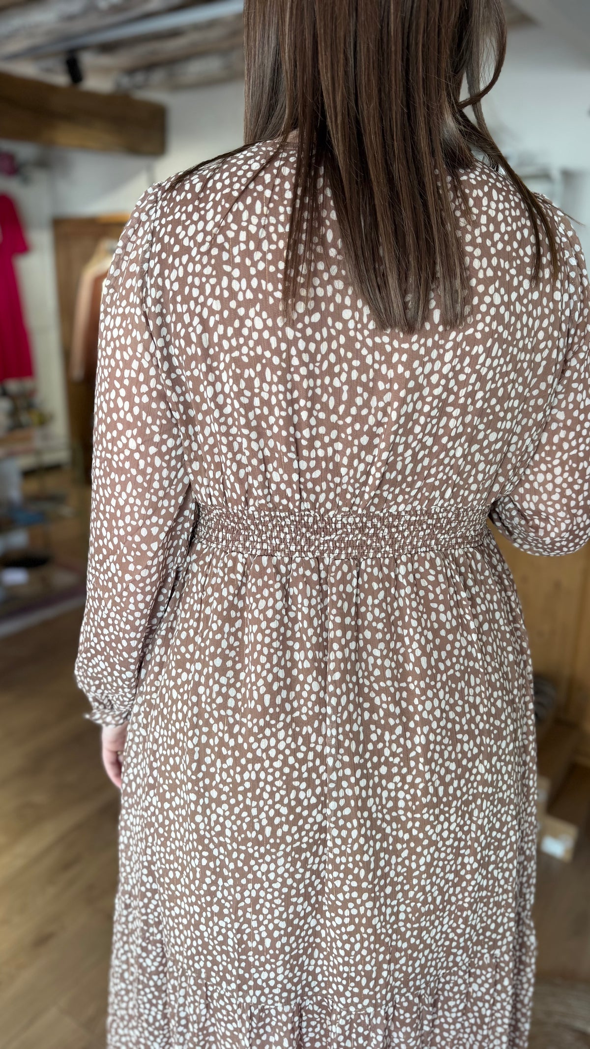 Robe bambina imprimé bambi robe longue automne camel vanille concept store boutique prêt à porter contres eshop loir et cher