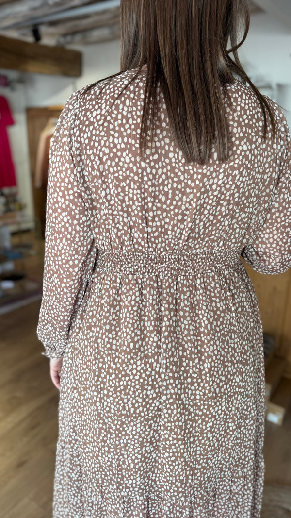 Robe bambina imprimé bambi robe longue automne camel vanille concept store boutique prêt à porter contres eshop loir et cher