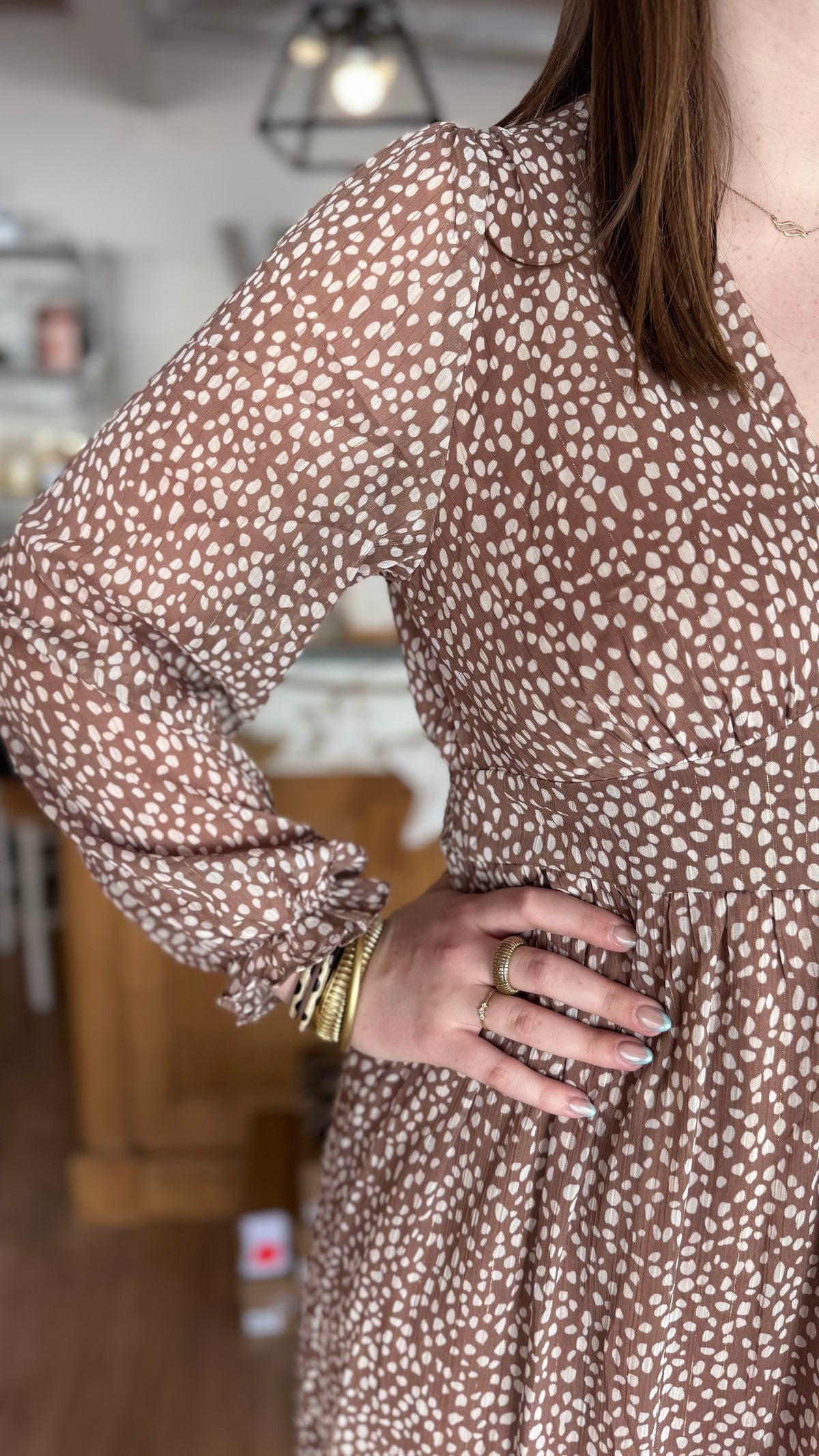 Robe bambina imprimé bambi robe longue automne camel vanille concept store boutique prêt à porter contres eshop loir et cher