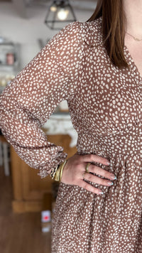 Robe bambina imprimé bambi robe longue automne camel vanille concept store boutique prêt à porter contres eshop loir et cher