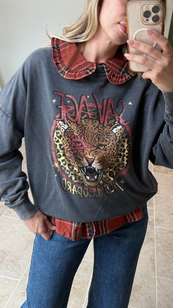 Sweat léopard sauvage taille unique Sweat tendance automne vanille concept store contres boutique prêt à porter femme contres loir et cher Joannah paris in April 