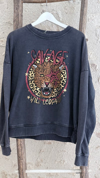 Sweat léopard sauvage taille unique Sweat tendance automne vanille concept store contres boutique prêt à porter femme contres loir et cher Joannah paris in April 