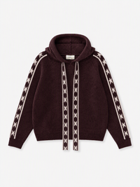 Pull capuche marine bordeaux motifs étoiles laine taille unique vanille concept store boutique indépendante contres