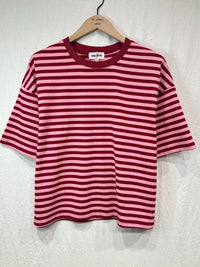 Ter shirt marinière chocolat et écru, bordeaux et rose, teeshirt 100% coton vanille concept store contres boutique prêt à porter féminin 