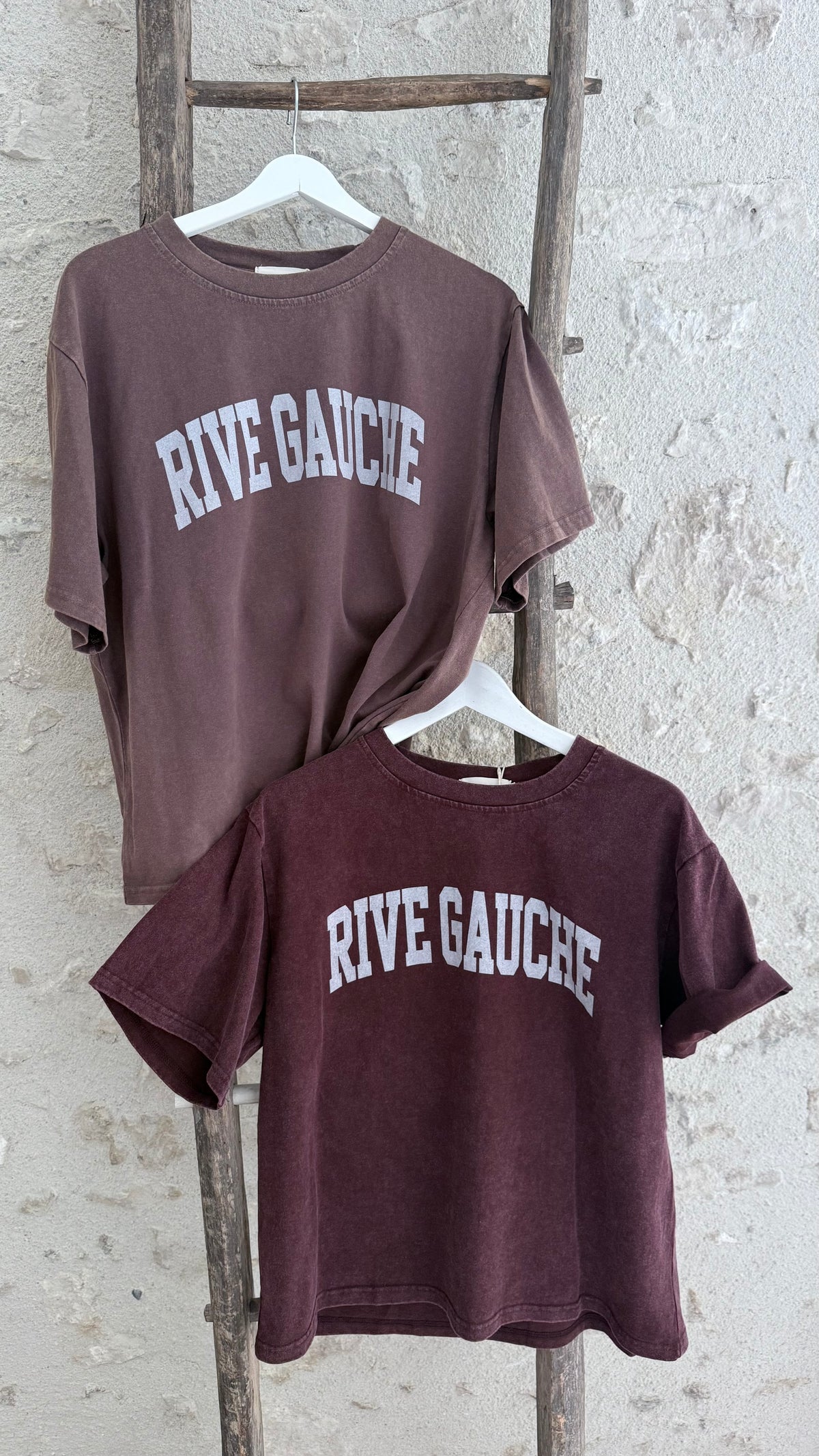 Teeshirt rive gauche bordeaux effet délavé teeshirt rive gauche chocolat vanille concept store contres boutique prêt à porter femme loir et cher joannah paris in April rue des abbesses 