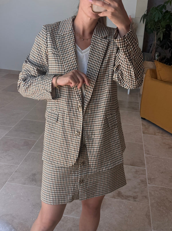veste de tailleur à carreaux camel et marine veste de tailleur automne vanille concept store contres boutique prêt à porter femme loir et cher
