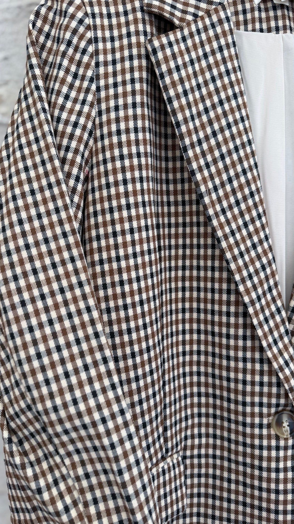 veste de tailleur à carreaux camel et marine veste de tailleur automne vanille concept store contres boutique prêt à porter femme loir et cher