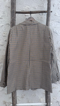 veste de tailleur à carreaux camel et marine veste de tailleur automne vanille concept store contres boutique prêt à porter femme loir et cher