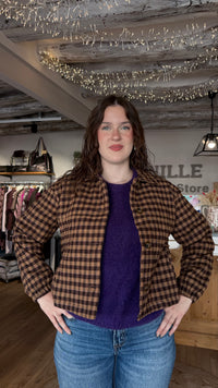 veste à carreaux bordeaux camel violet boutons vanille concept store contres boutique indépendante