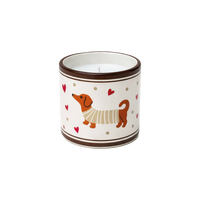 bougie muse chien teckel avec coeur bougie en ceramique opjet