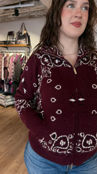 gilet bandana burgundy très tendance imprimé bandana vanille concept store contres prêt à porter femme
