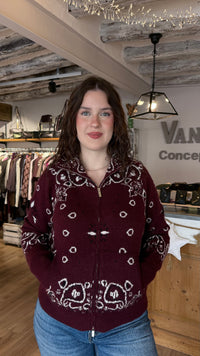 gilet bandana burgundy très tendance imprimé bandana vanille concept store contres prêt à porter femme