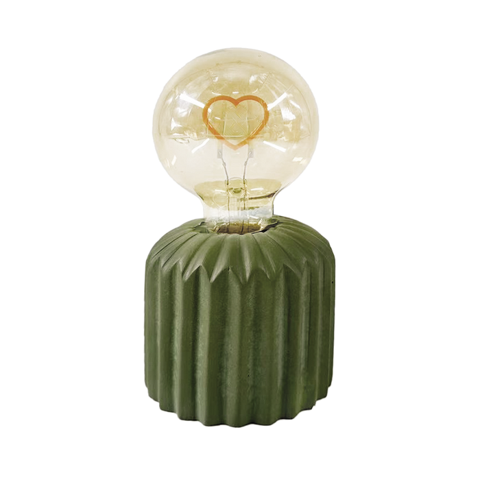 lampe en ciment vert avec ampoule coeur opjet vanille concept store