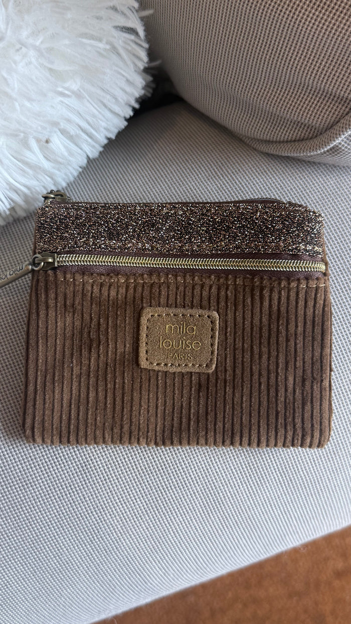 porte monnaie mila louise camel maroquinerie porte monnaie en velours côtelé mila louise vanille concept store contres prêt à porter féminin loir et cher