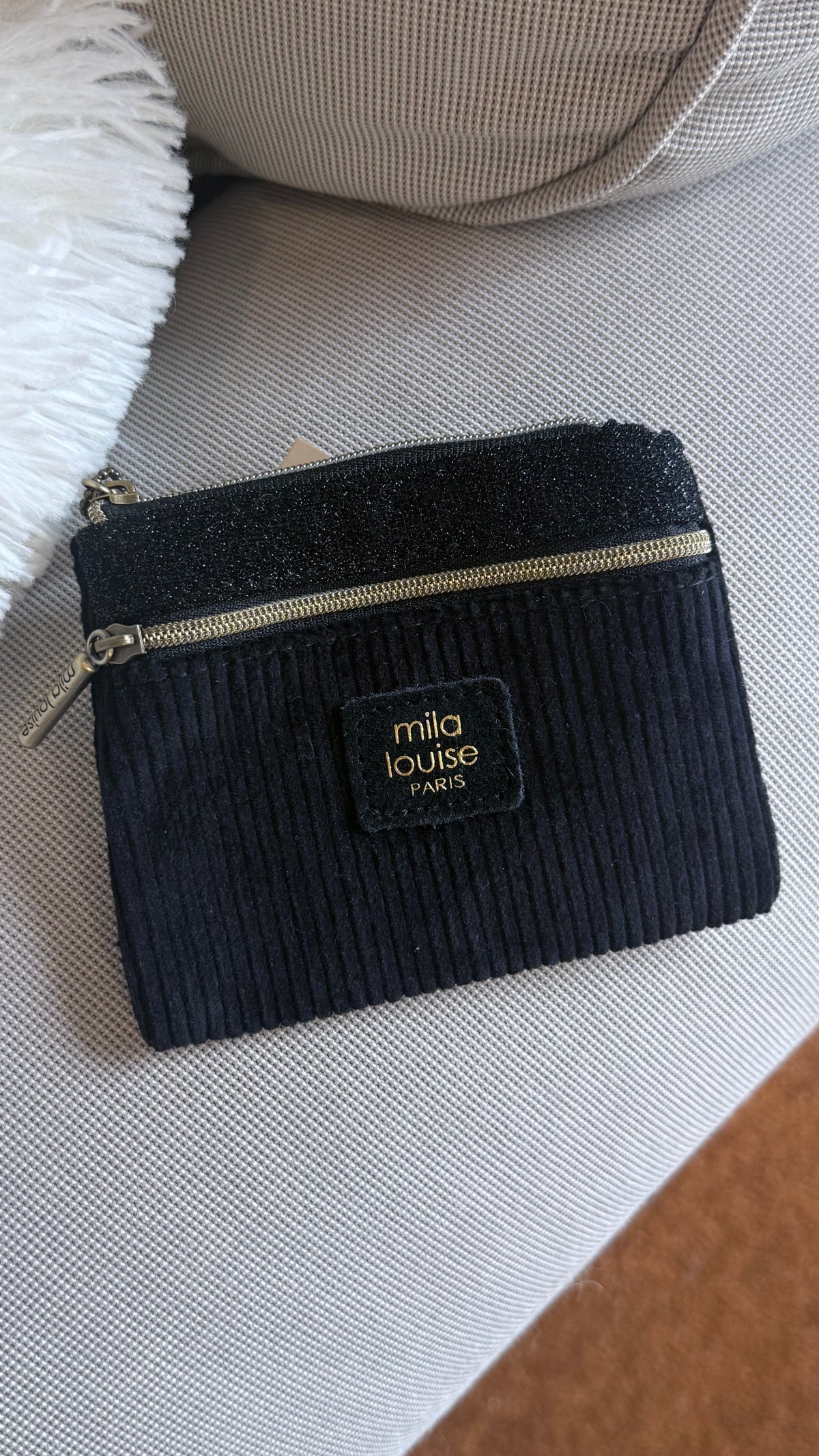 porte monnaie mila louise camel maroquinerie porte monnaie en velours côtelé mila louise vanille concept store contres prêt à porter féminin loir et cher