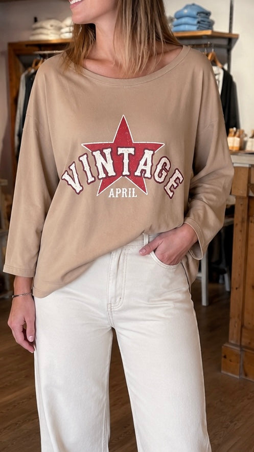 Tee shirt coton vintage prêt à porter feminin contres loir et cher vanille concept store teeshirt loose