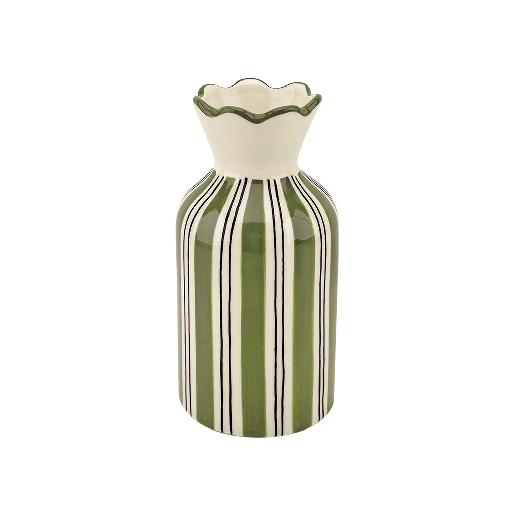 vase collerette rayé kaki vase pour fleurs kaki opjet vanille concept store loir et cher