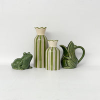 vase collerette rayé kaki vase pour fleurs kaki opjet vanille concept store loir et cher